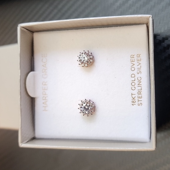 Earrings, Harper Grace, 18kt gold over sterling, New in Box - Picture 1 of 4